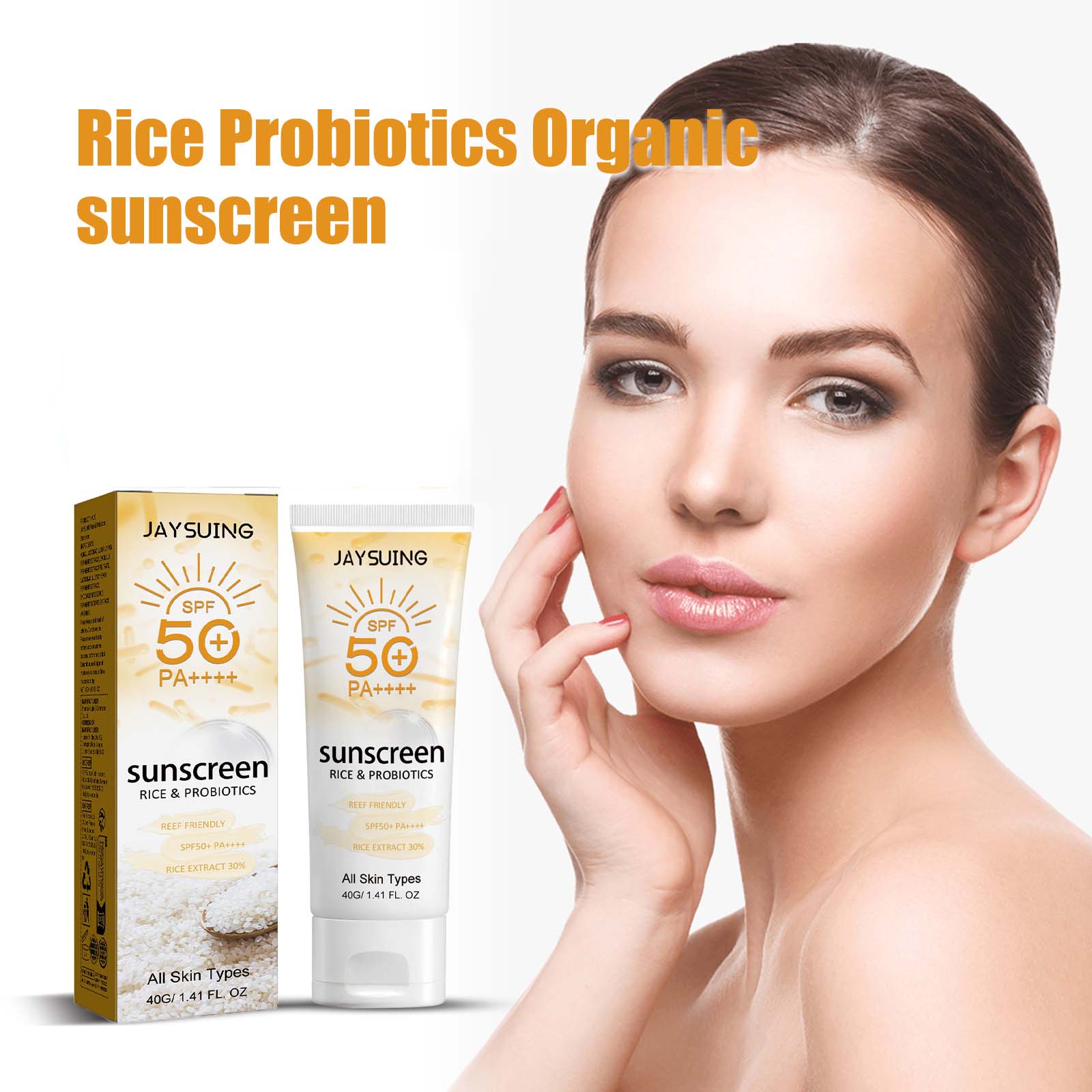 Spf 50 Waterproof Sunscreen - Probiotische biologische rijstzonnebrandcrème Voorkom bruinen Verminder