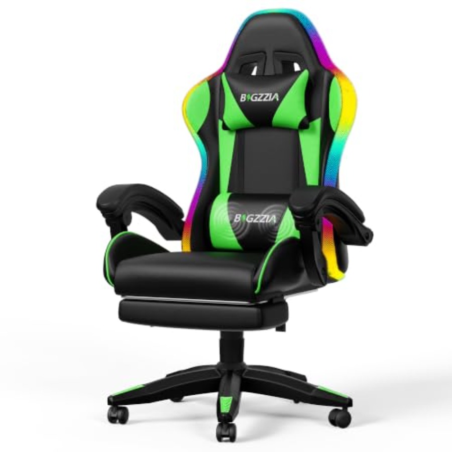 Massage - RGB gamingstoel met voetensteun en lumbale