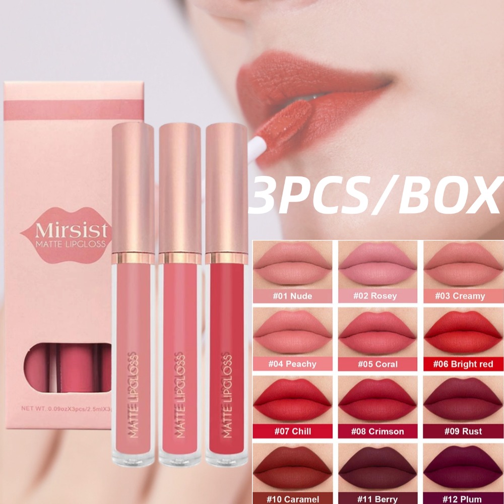 3 stks/set Naakt Lipgloss Matt - Matte Velvet Lip Tint Long Lasting recensie en prijs